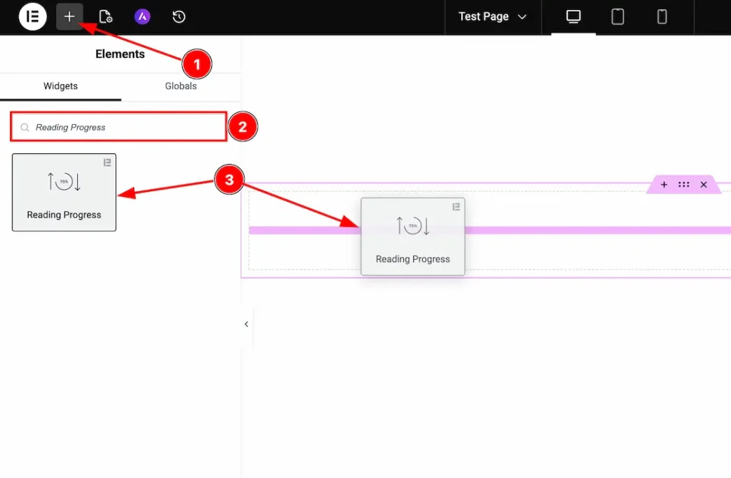 Inserting the Reading Progress widget
