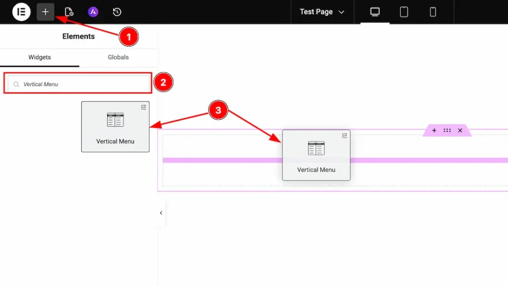 Inserting The Vertical Menu Widget