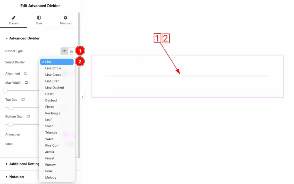 Advanced Divider Section