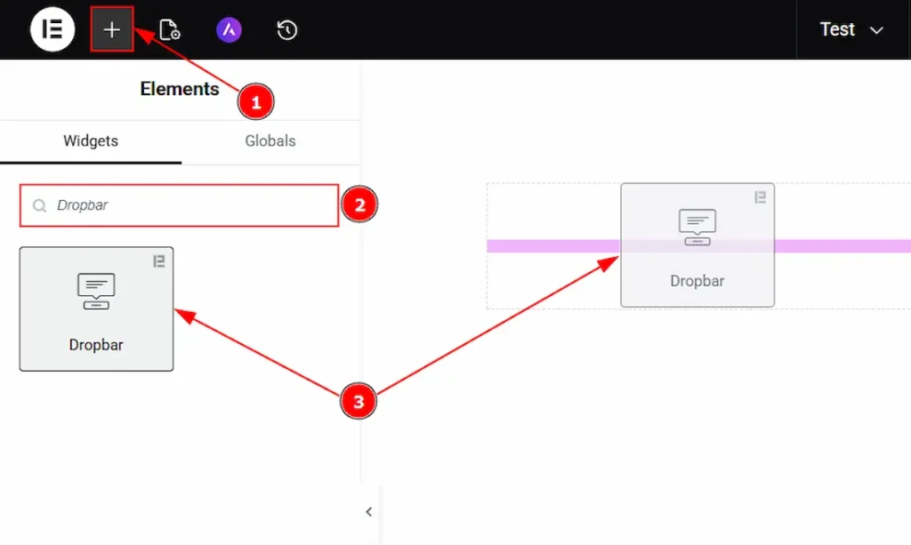 Inserting The Dropbar Widget