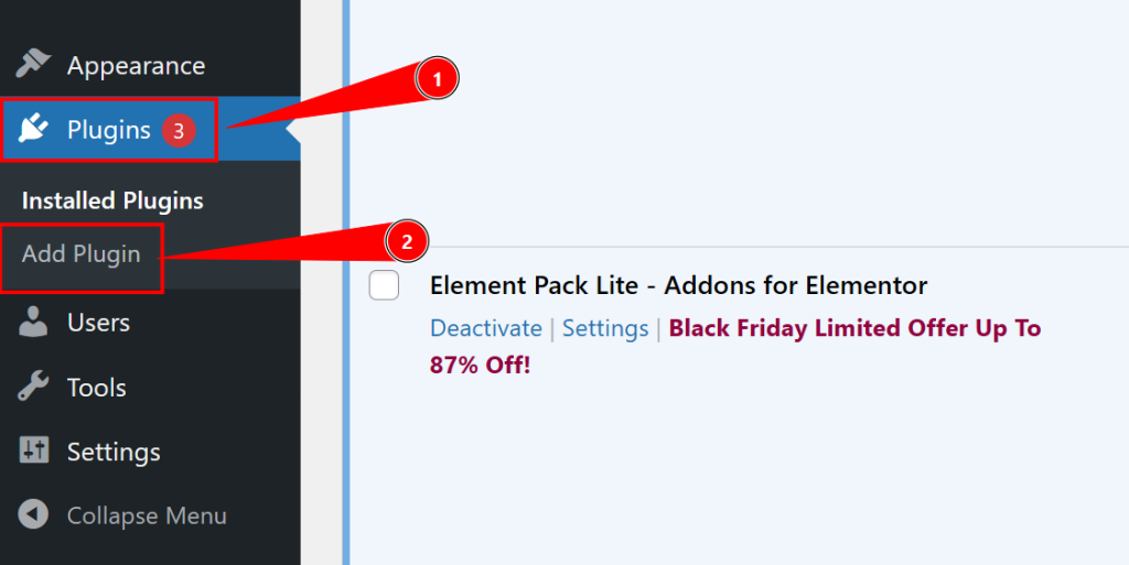Log in to your WordPress Dashboard and go to Plugins → Add New.