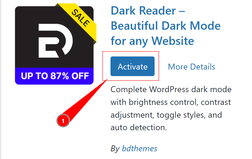 When the installation finishes, click Activate to turn the plugin on