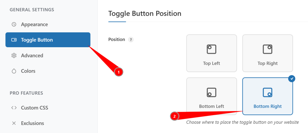 Choose the Best Toggle Button Position
