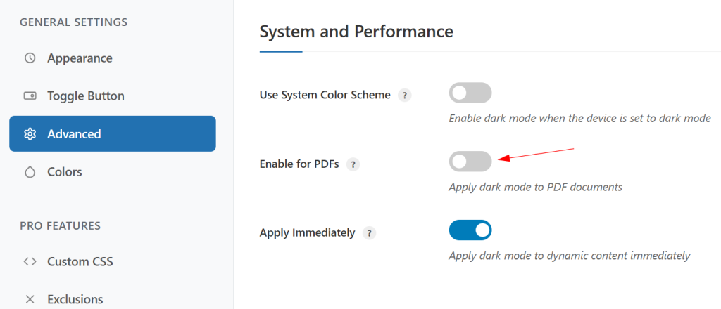 Apply Dark Mode to Different Content Types
