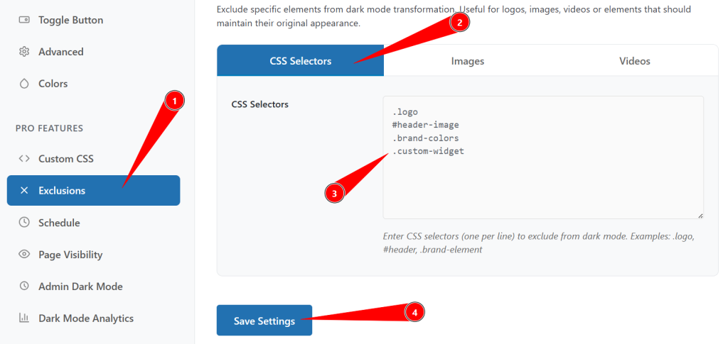 Exclude Specific Elements from Dark Mode