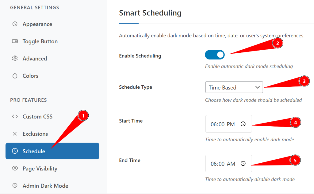Schedule Automatic Dark Mode Activation