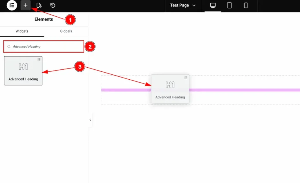 Inserting The Advanced Heading Widget