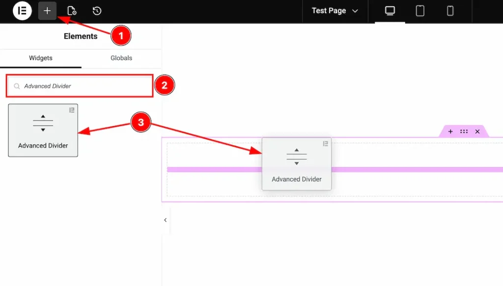 Inserting The Advanced Divider Widget