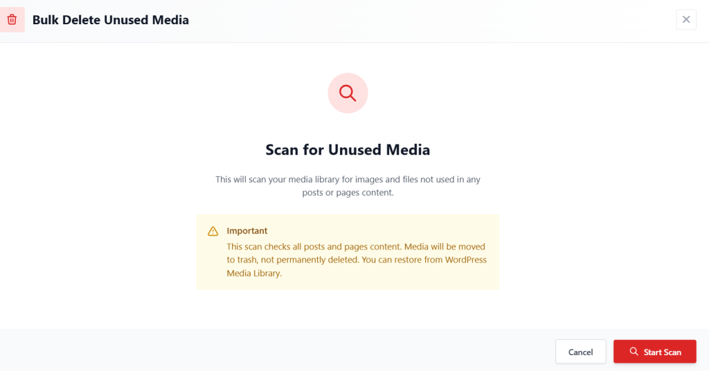 Bulk Unused Media Detection and Deletion