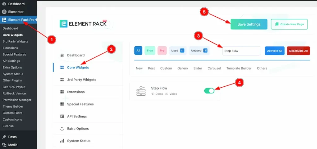 How to use the Step Flow widget by Element Pack Pro