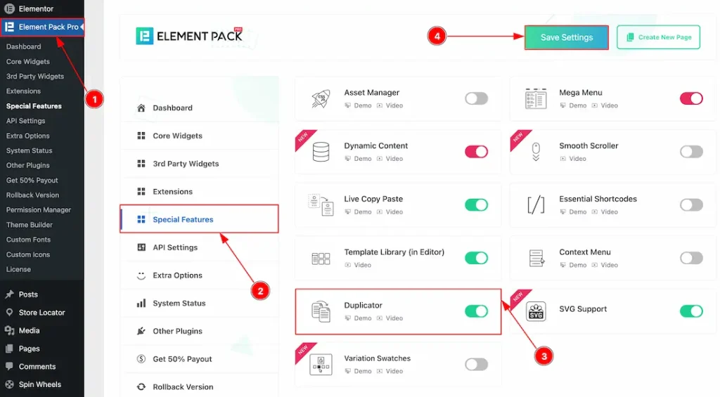 Enable The Duplicator Feature