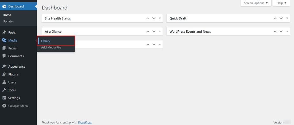 Media Library in WordPress website