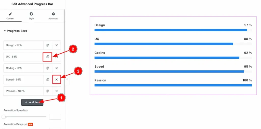 Progress Bars section
