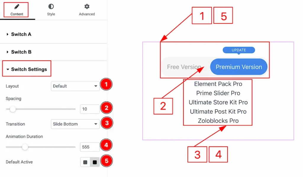 Switch Settings Section