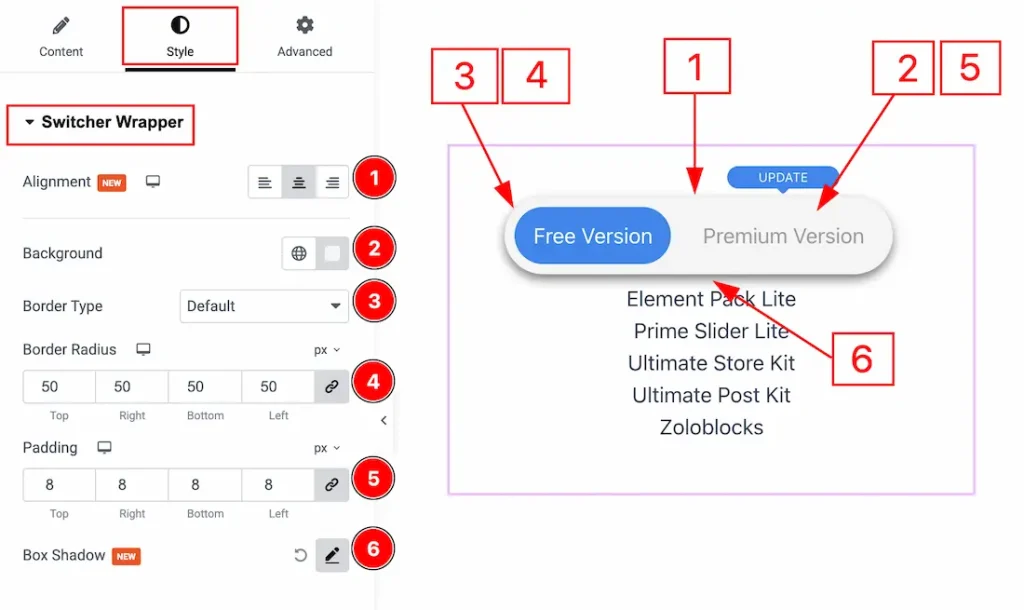 Switcher Wrapper Section