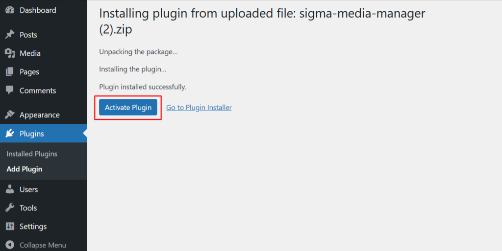 activating sigma media manager