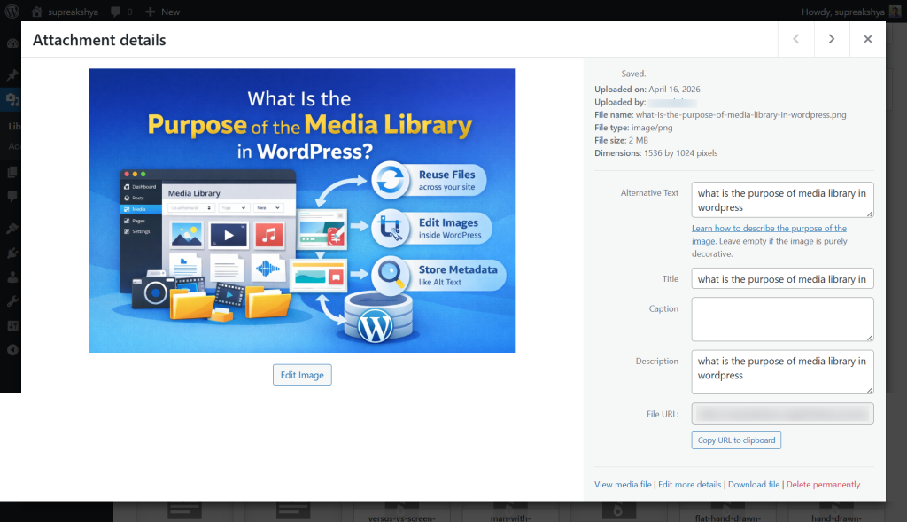 additional details of media file