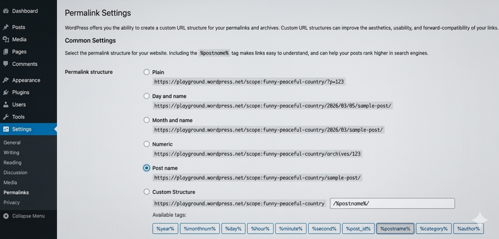 Settings → Permalinks and select Post Name