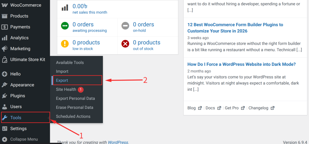 How to generate a WordPress XML export -  Where to Find Website Content in a WordPress Zip