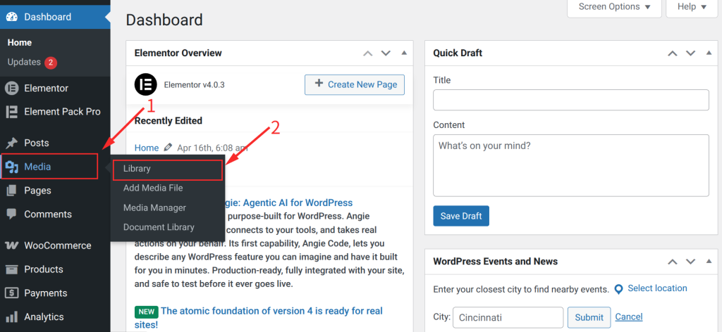 Navigate to the Media Library
