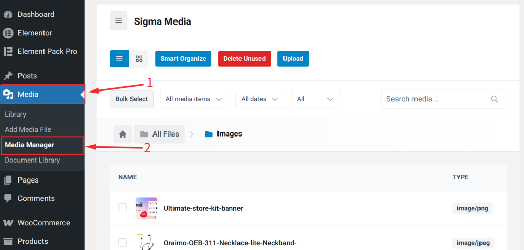 Open the Sigma Media Manager