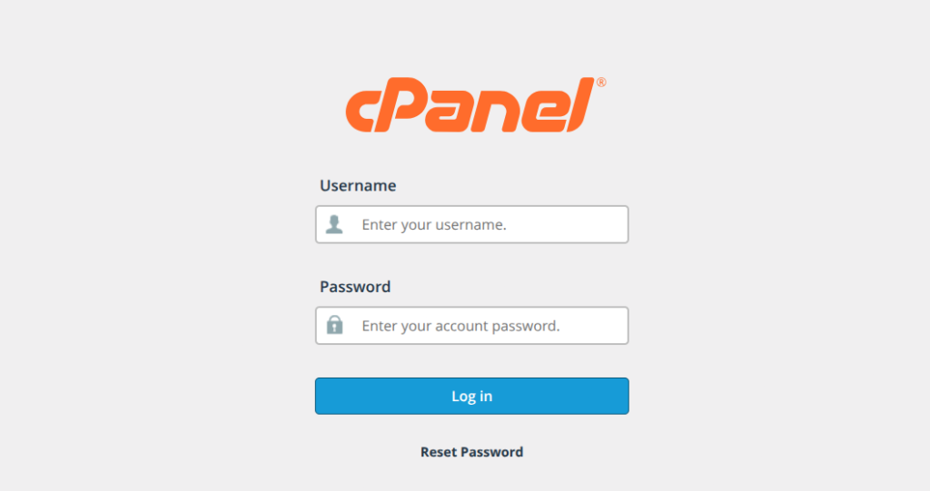  Log in to cPanel