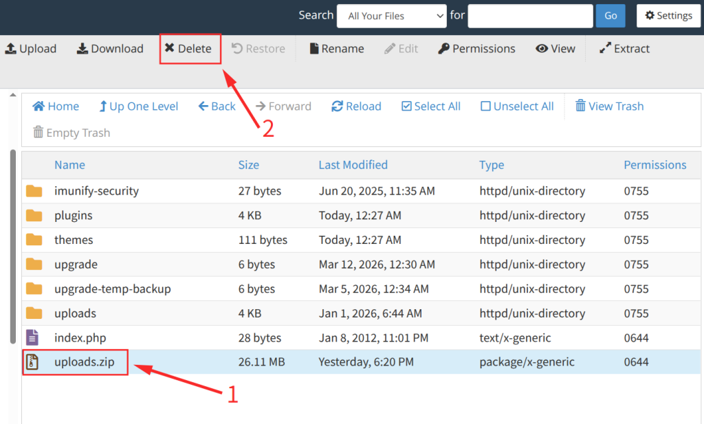  Delete the ZIP from the Server