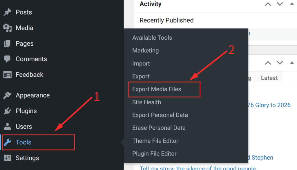  Go to Tools and then Export
