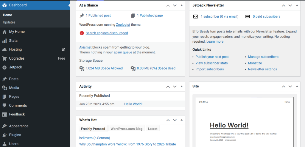 Log in to Your WordPress.com Dashboard