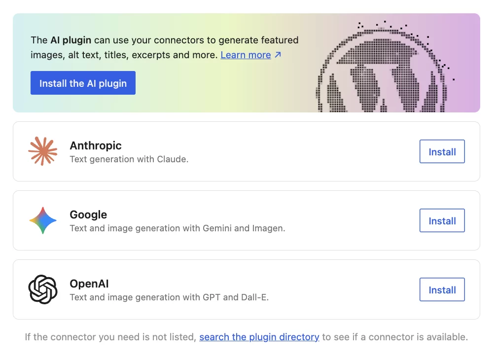 AI plugin installation options displayed