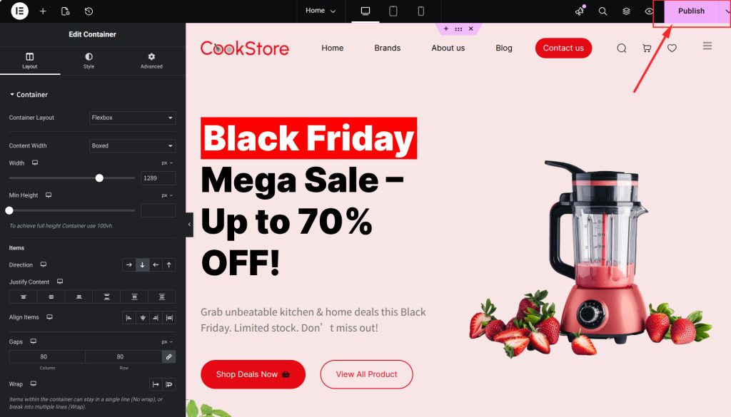 Website design for Black Friday sale