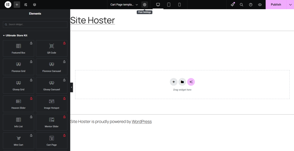 Website builder interface with elements