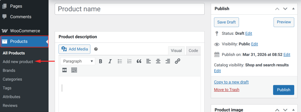 WooCommerce product editing interface