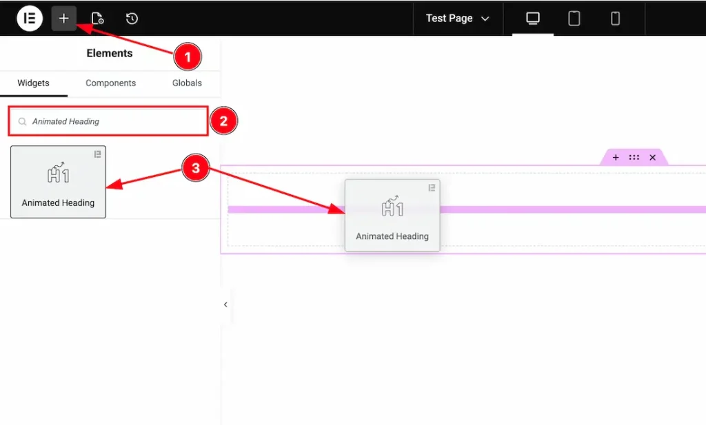 Inserting the Animated Heading widget