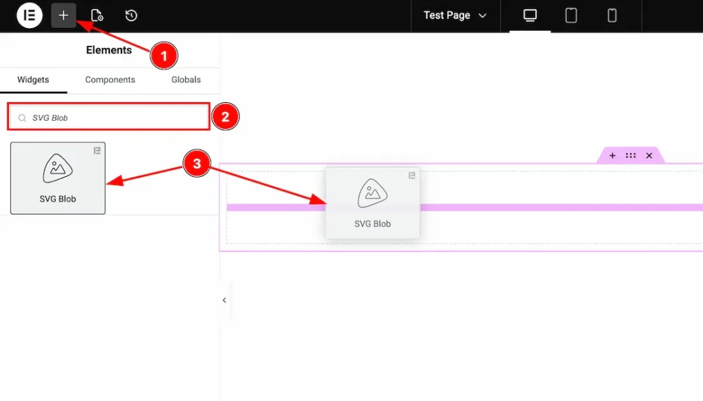 Inserting the SVG Blob widget