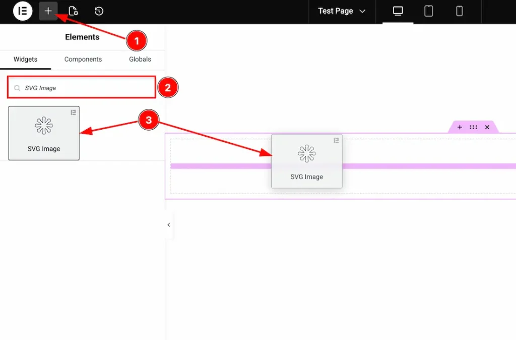 Inserting the SVG Image widget