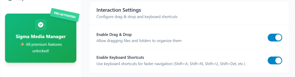 interaction settings
