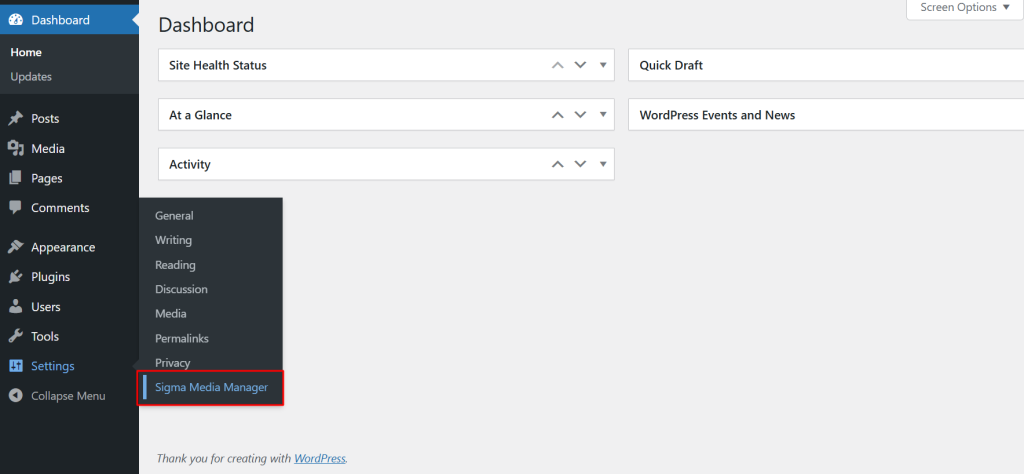locating sigma media manager