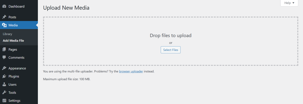 select media files option