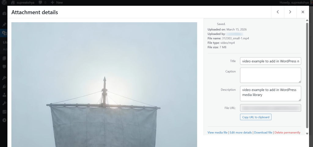 video support in wordpress media library