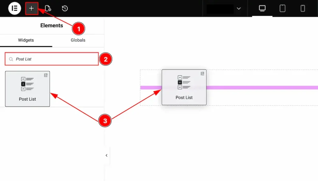 Inserting the Post List widget