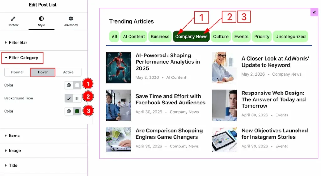 Filter Category Hover - BdThemes