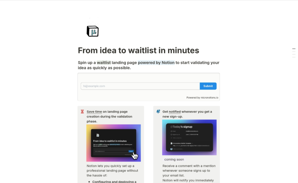 Notion - best coming soon landing pages