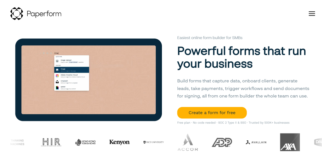 PaperForm - Best Alternatives to Jotform for Smarter Online Forms