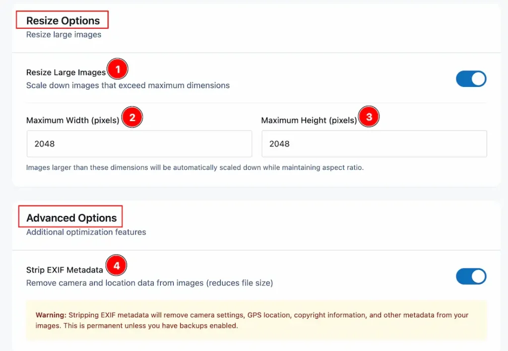 Resize Options