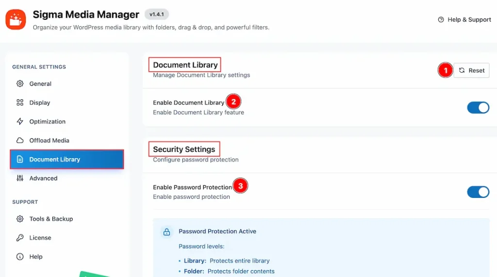 How to use the Document Library feature of the Sigma Media Manager