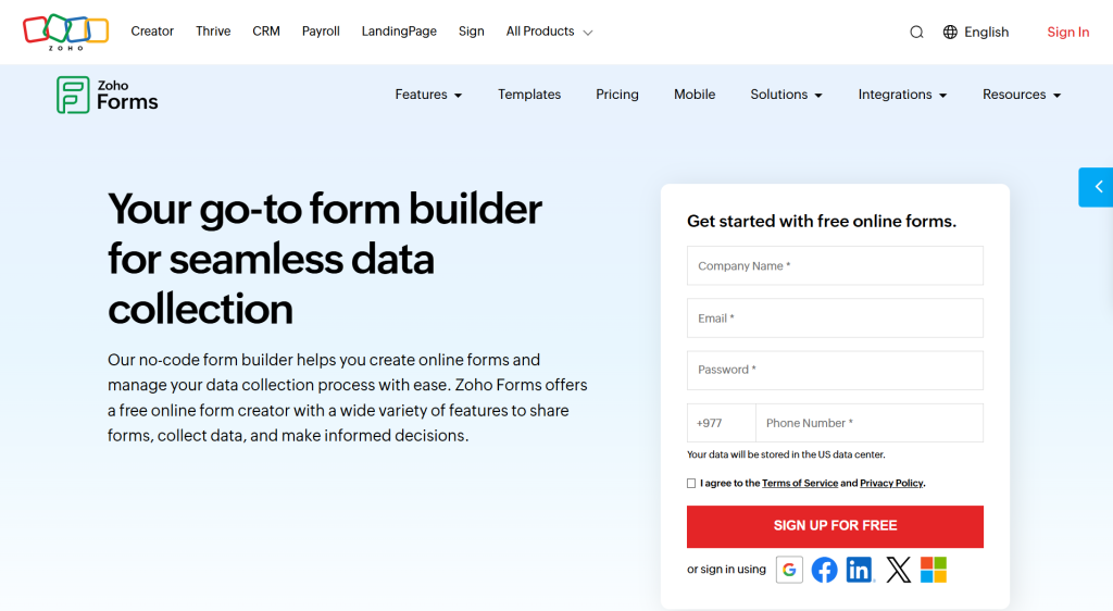 Zoho Forms - Best Alternatives to Jotform for Smarter Online Forms