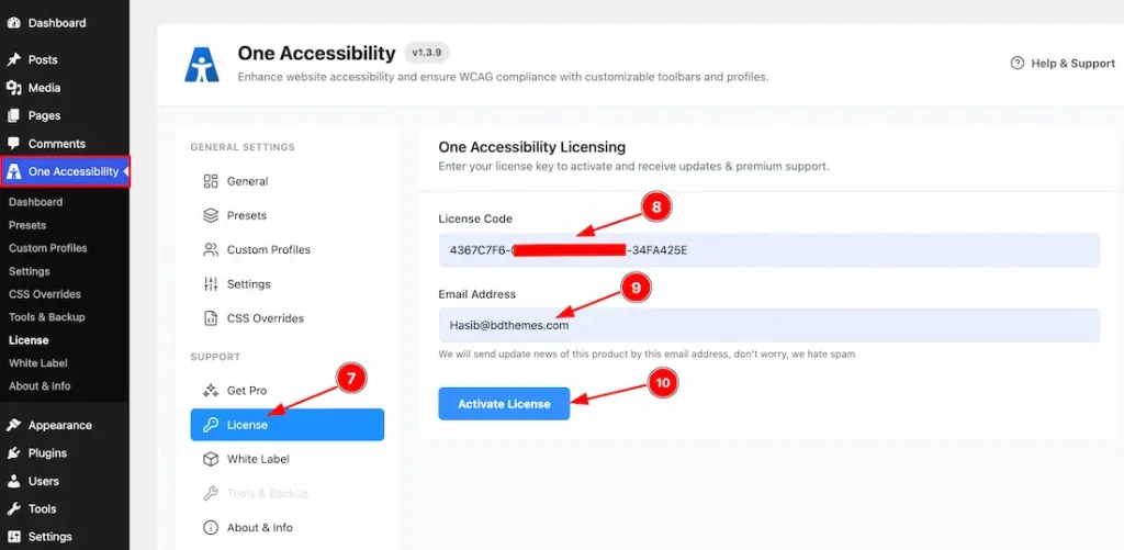 Activate the License Key