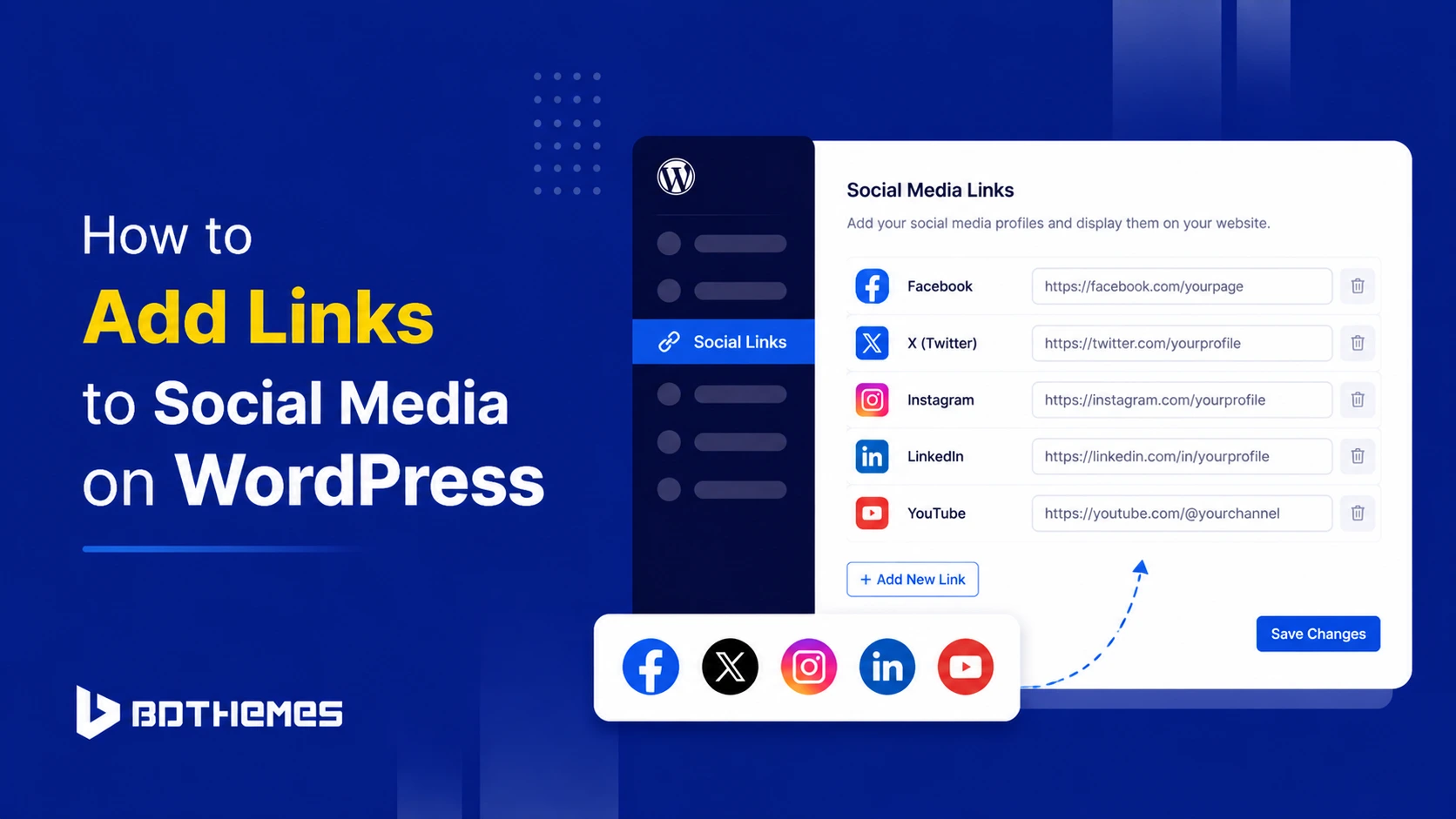 How to add links to social media on WordPress