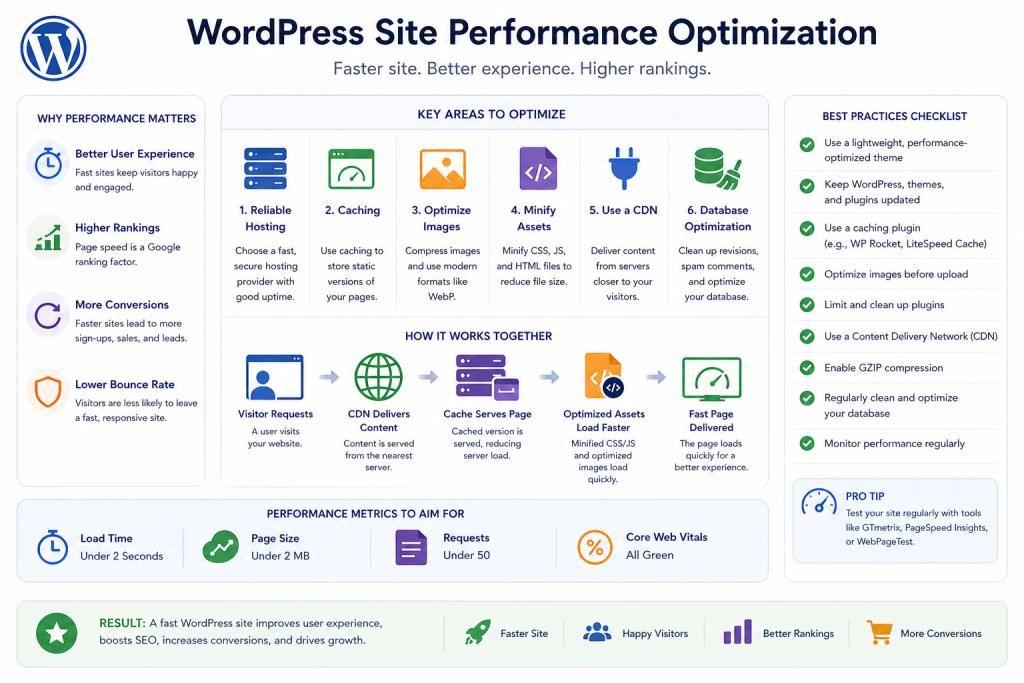 WordPress performance optimization infographic